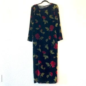 Velour Floral Dress wedding maxi formal fall longsleeve floral reformation